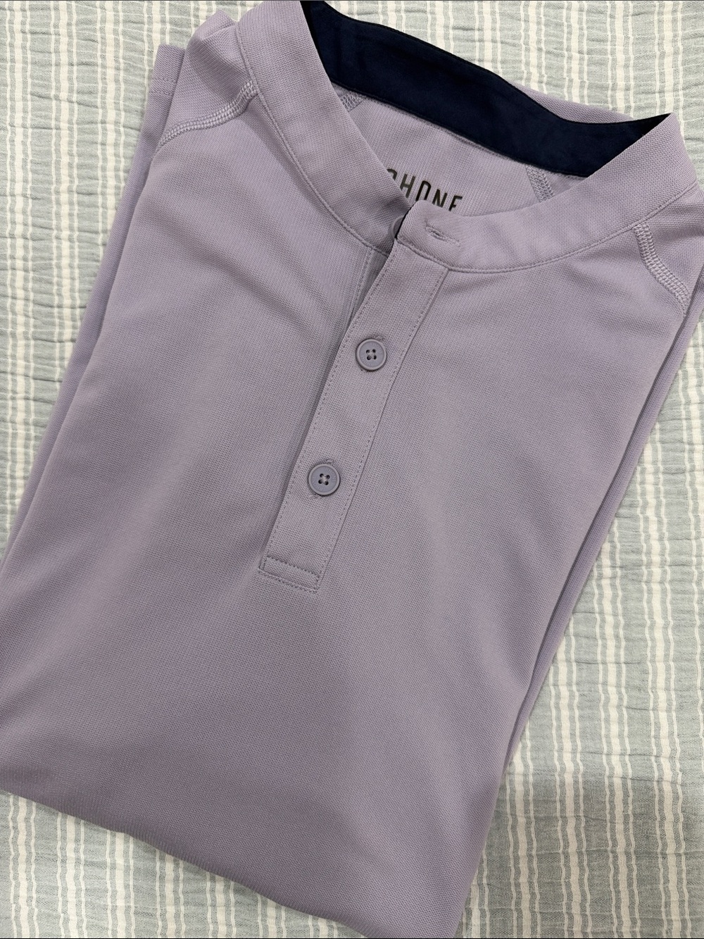 RHONE Men's Size M Delta Pique Polo (Henley) in Lavender